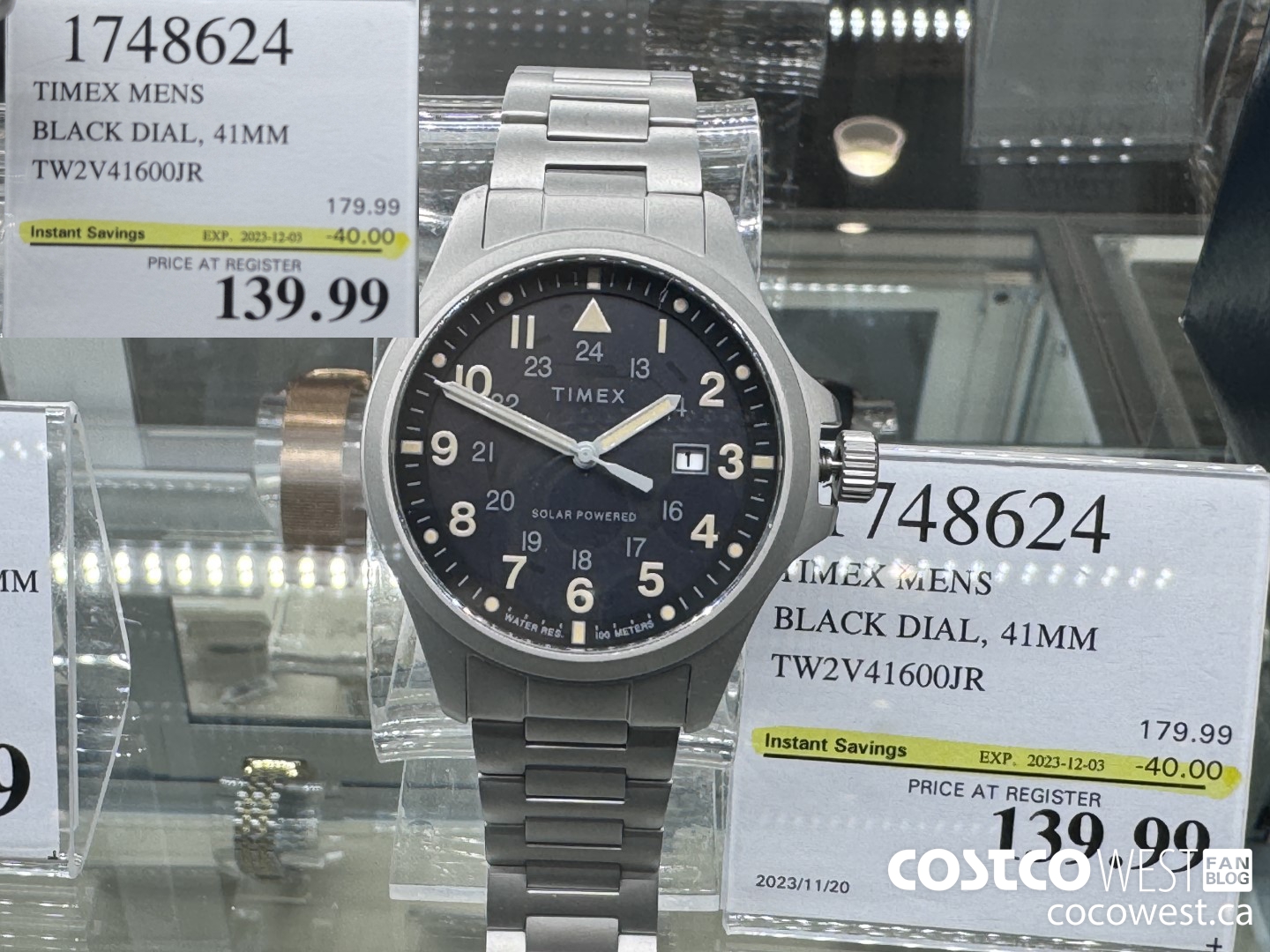 1748624 TIMEX MENS BLACK DIAL, 41MM TW2V41600JR ($40.00 INSTANT SAVINGS EXPIRES ON 2023-12-03) $139.99