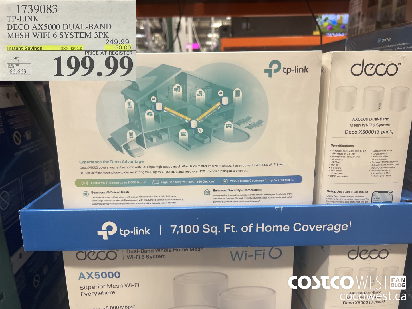 1739083 TP-LINK DECO AX5000 DUAL-BAND MESH WIFI 6 SYSTEM 3PK ($50.00 INSTANT SAVINGS EXPIRES ON 2023-12-10) $199.99