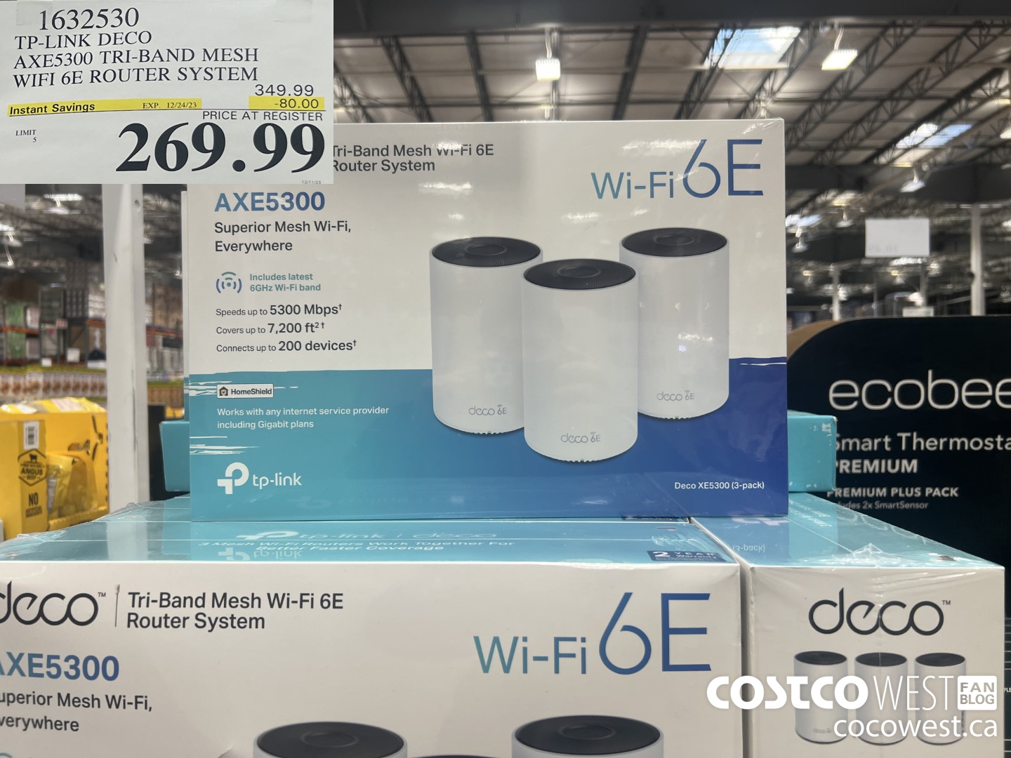 1632530 TP-LINK DECO AXE5300 TRI-BAND MESH WIFI 6E ROUTER SYSTEM ($80.00 INSTANT SAVINGS EXPIRES ON 2023-12-24) $269.99