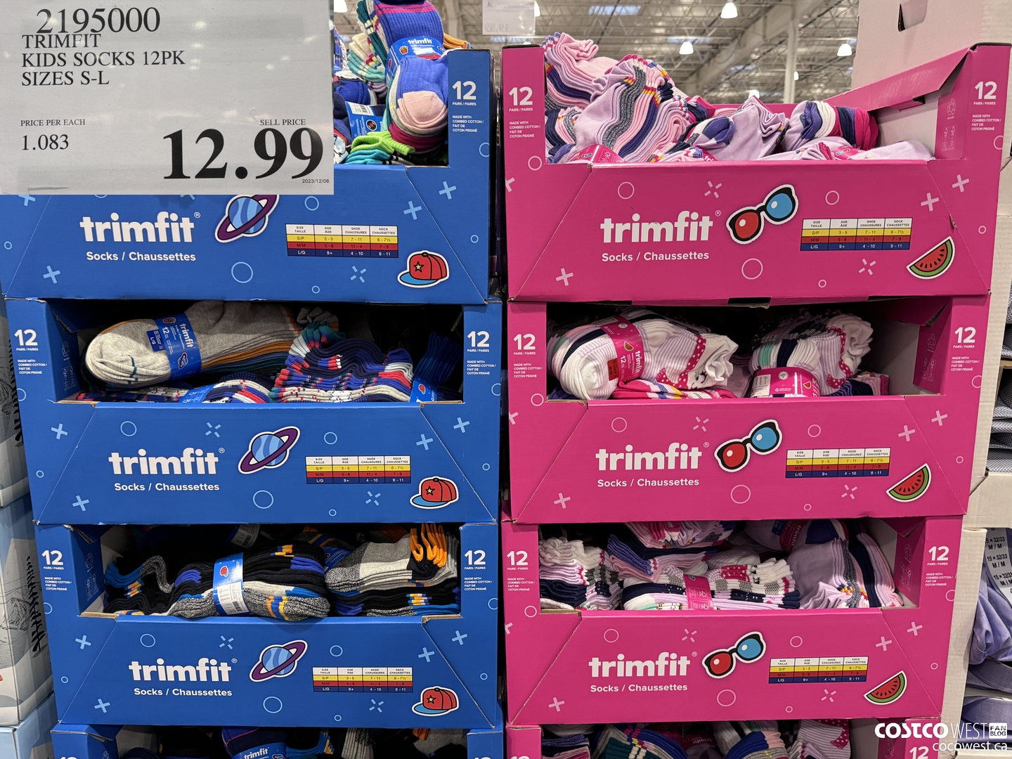 2195000 TRIMFIT KIDS SOCKS 12PK SIZE S-L $12.99