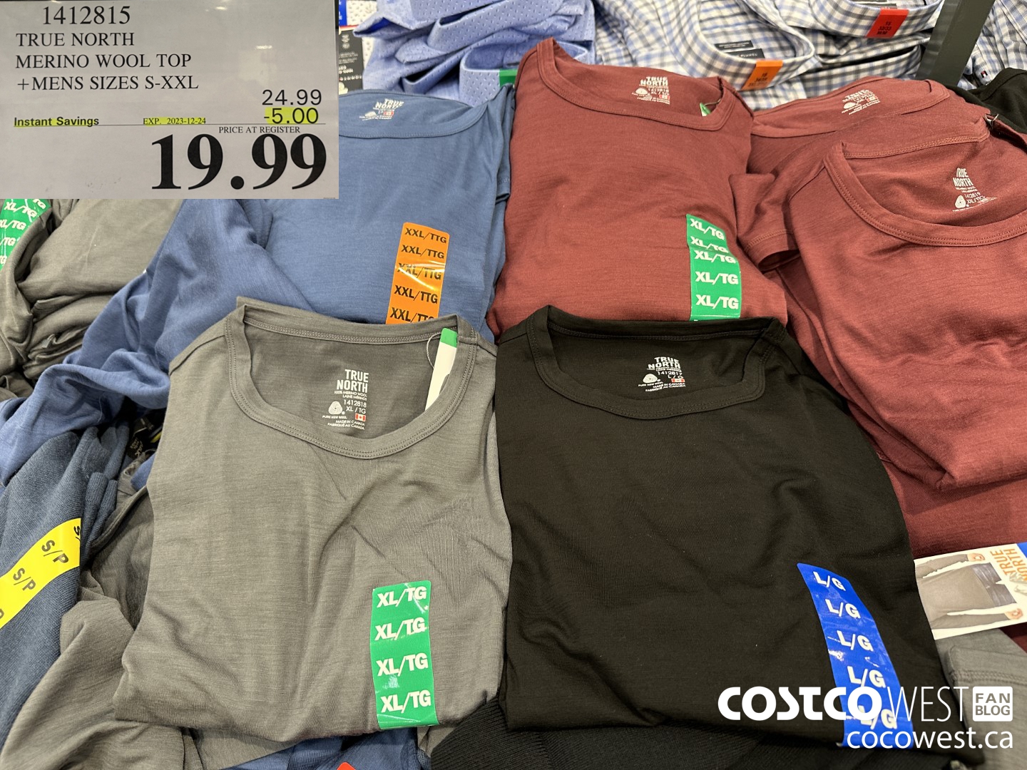 1412815 TRUE NORTH MERINO WOOL TOP MENS SIZES S-XXL ($5.00 INSTANT SAVINGS EXPIRES ON 2023-12-24) $19.99