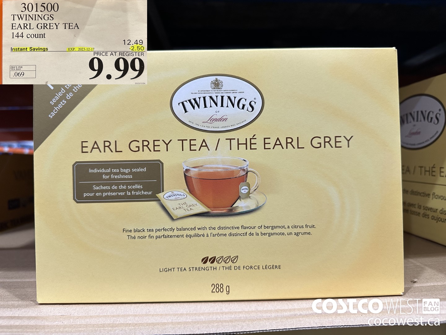 301500 TWININGS EARL GREY TEA 144 COUNT ($2.50 INSTANT SAVINGS EXPIRES ON 2023-12-17) $9.99