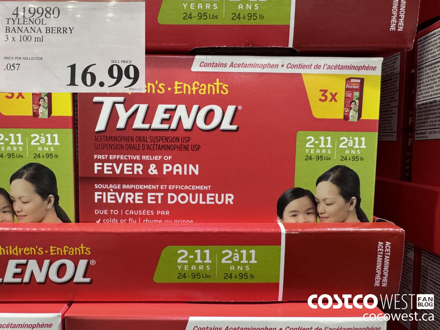 419980 TYLENOL BANANA BERRY 3 X 100ML $16.99