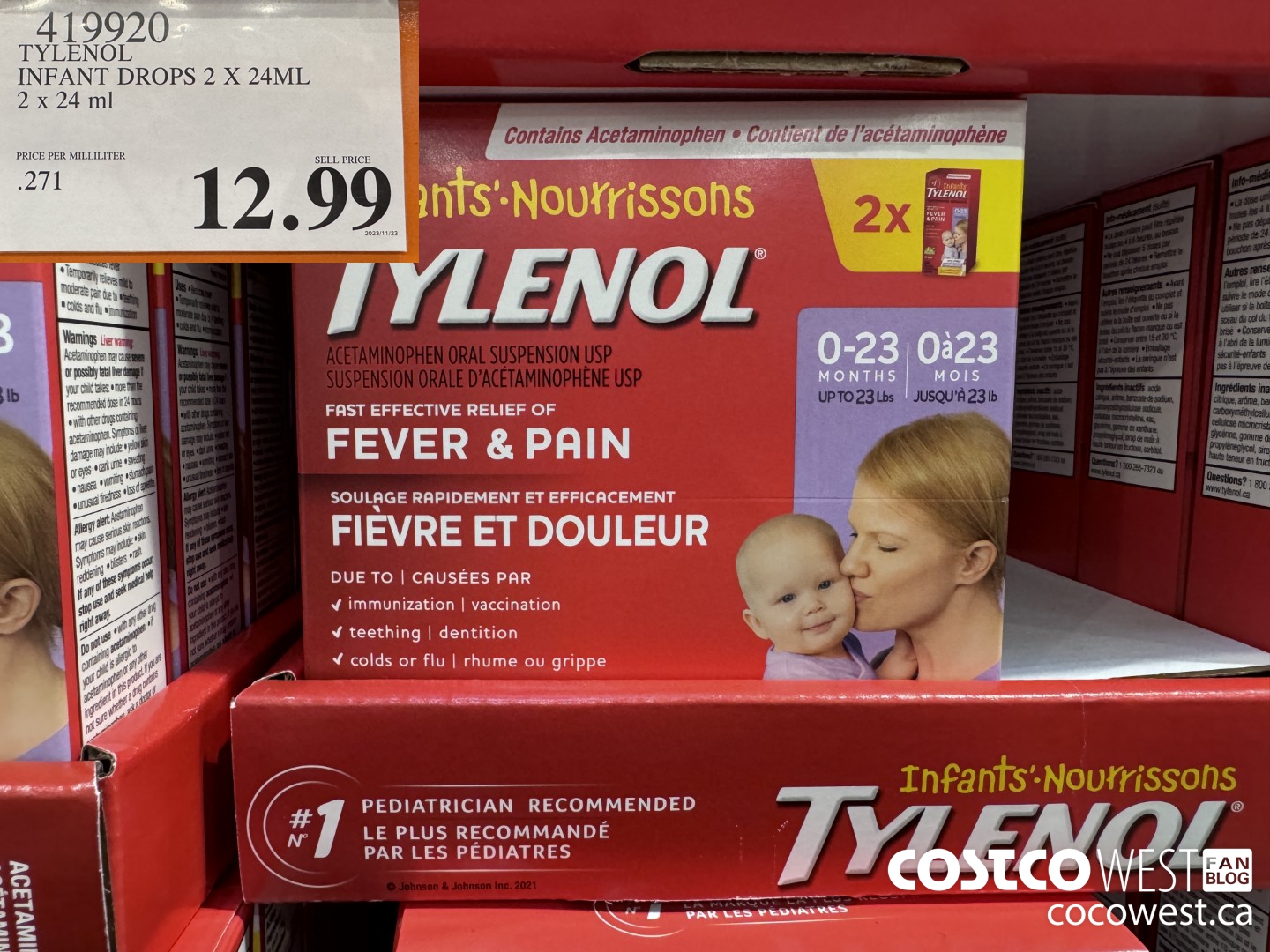 419920 TYLENOL INFANT DROPS 2 X 24ML $12.99