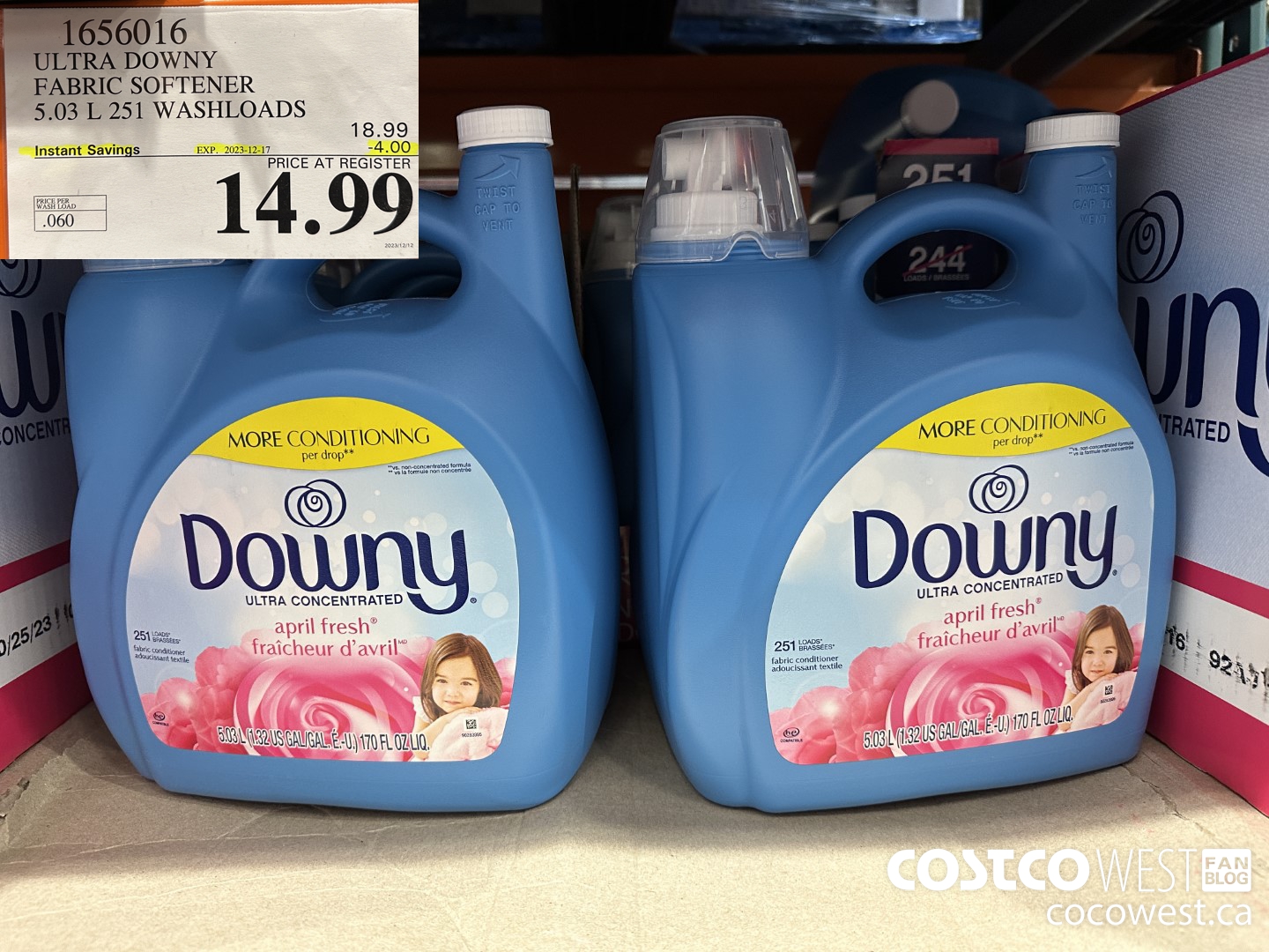 1656016 ULTRA DOWNY FABRIC SOFTENER 5.03 L 251 WASHLOADS ($4.00 INSTANT SAVINGS EXPIRES ON 2023-12-17) $14.99