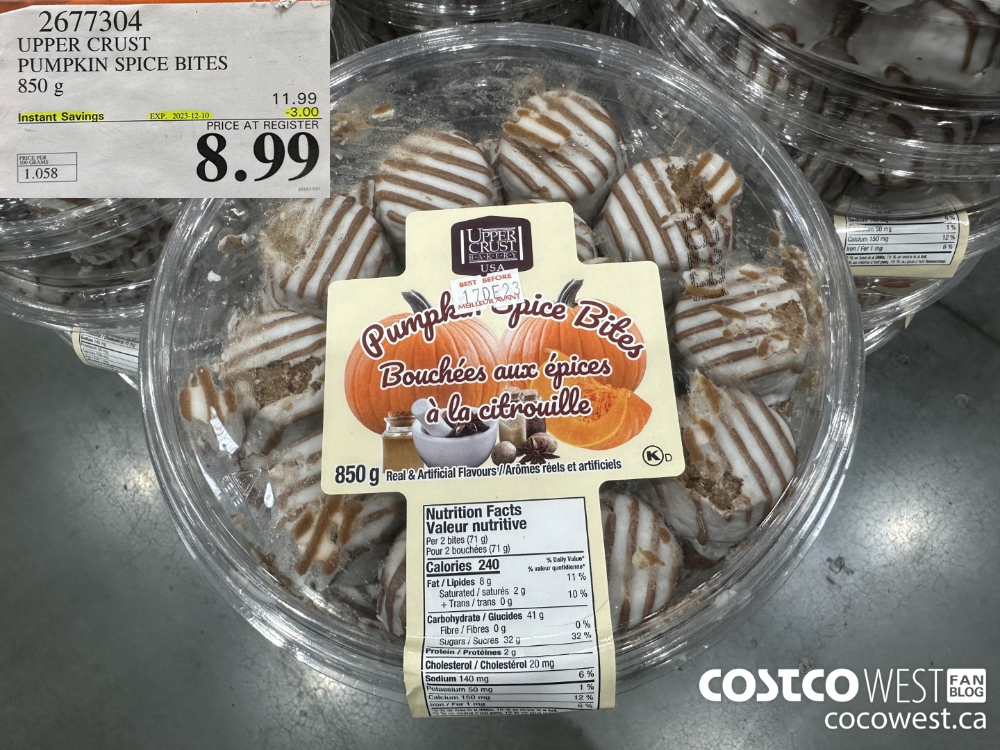 2677304 UPPER CRUST PUMPKIN SPICE BITES 850G ($3.00 INSTANT SAVINGS EXPIRES ON 2023-12-10) $8.99