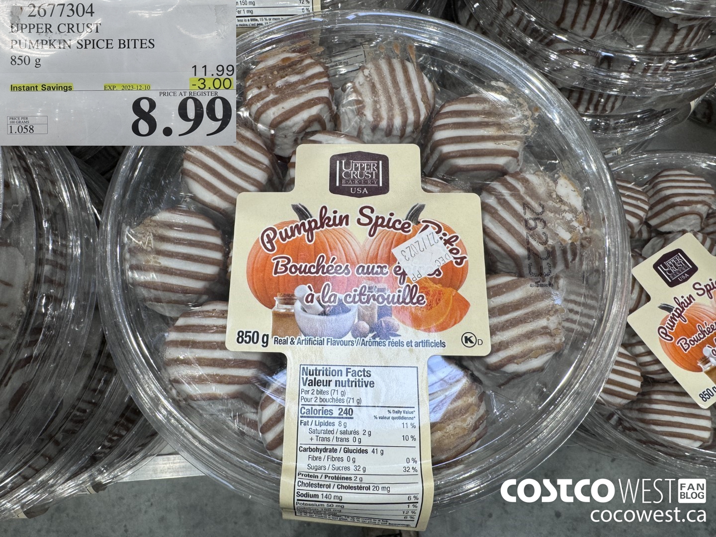 2677304 UPPER CRUST PUMPKIN SPICE BITES 850G ($3.00 INSTANT SAVINGS EXPIRES ON 2023-12-10) $8.99