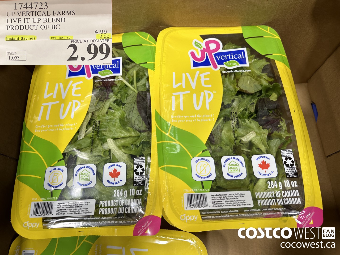 1744723 UP VERTICAL FARMS LIVE IT UP BLEND PRODUCT OF BC ($2.00 INSTANT SAVINGS EXPIRES ON 2023-12-27) $2.99