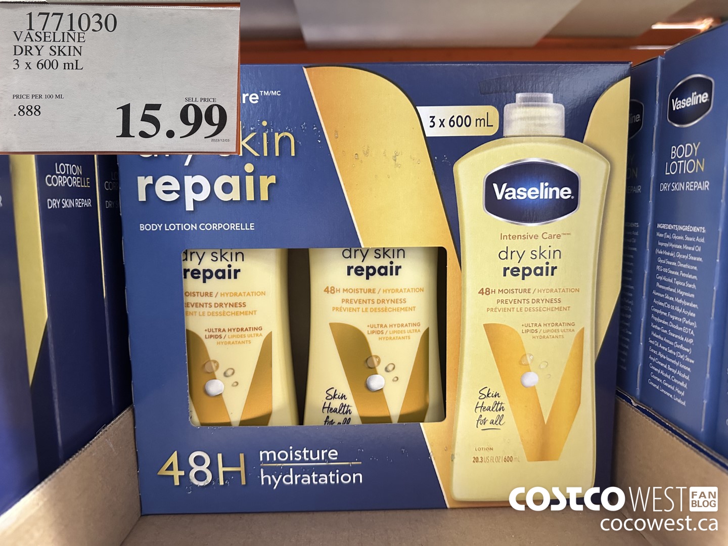 1771030 VASELINE DRY SKIN 3 X 600ML $15.99