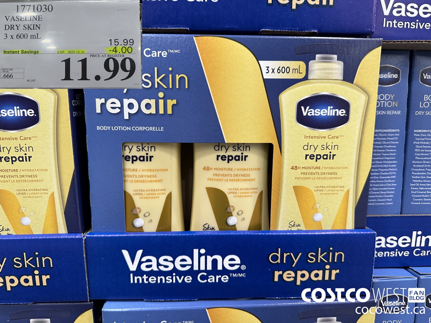 1771030 VASELINE DRY SKIN 3 X 600ML ($4.00 INSTANT SAVINGS EXPIRES ON 2023-12-31) $11.99