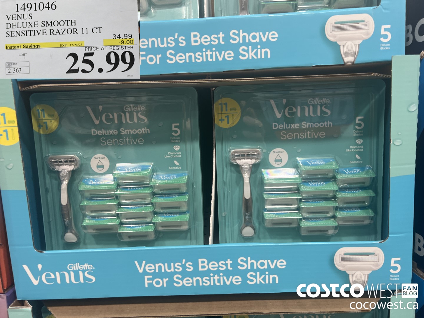 1491046 VENUS DELUXE SMOOTH SENSITIVE RAZOR 11 CT ($9.00 INSTANT SAVINGS EXPIRES ON 2023-12-24) $25.99