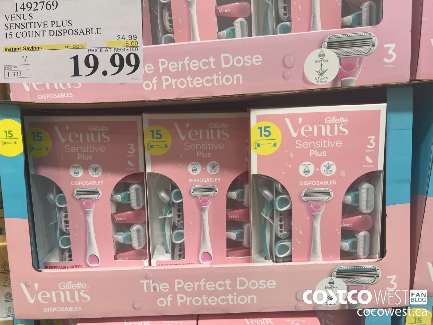 1492769 VENUS SENSITVE PLUS 15 COUNT DISPOSABLE ($5.00 INSTANT SAVINGS EXPIRES ON 2023-12-24) $19.99