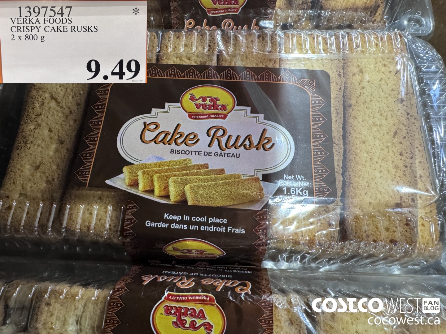 1397547 VERKA FOODS CRISPY CAKE RUSKS 2 X 800G $9.49