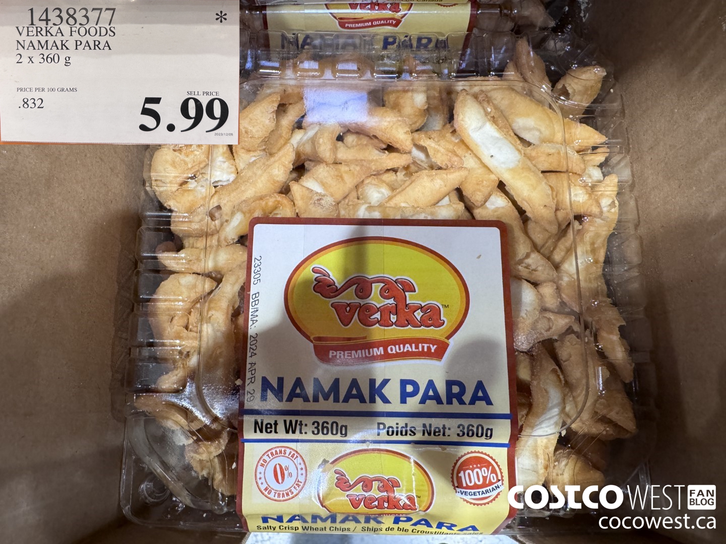1438377 VERKA FOODS NAMAK PARA 2 X 360 G $5.99