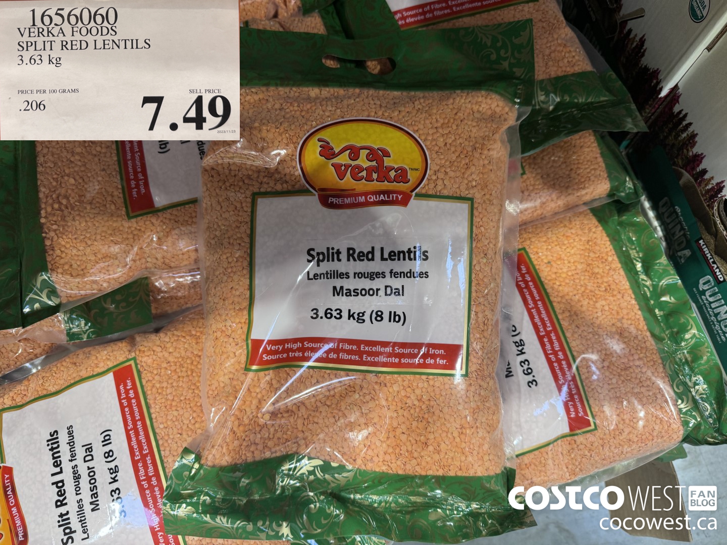 1656060 VERKA FOODS SPLIT RED LENTILS 3.63 KG $7.49