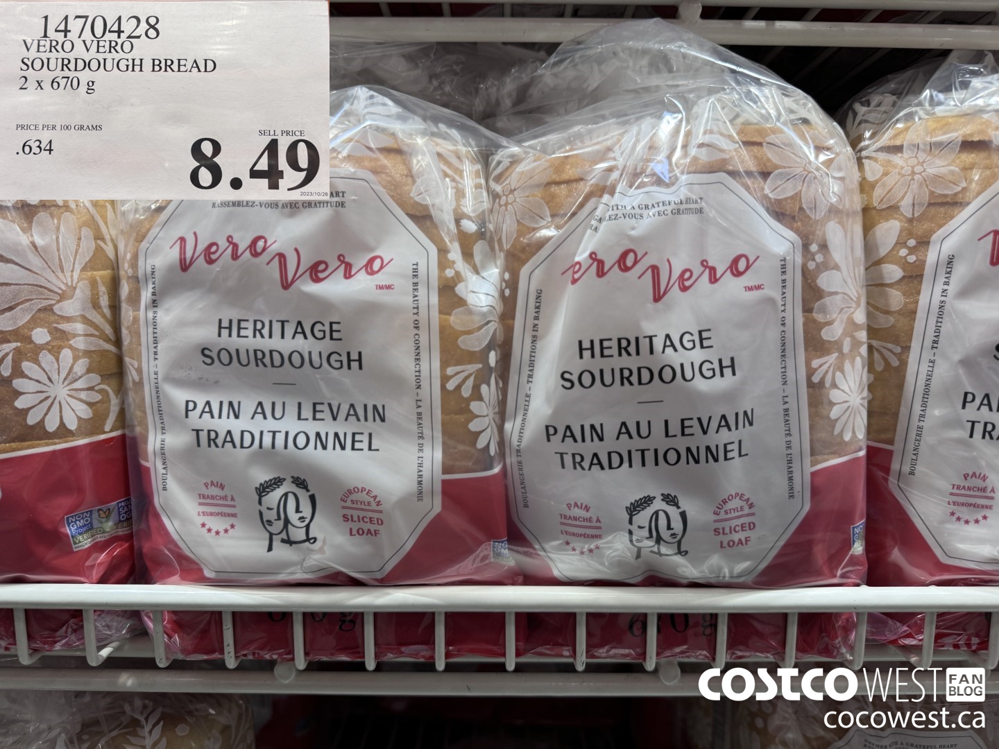 1470428 VERO VERO SOURDOUGH BREAD 2 x 680 g $8.49