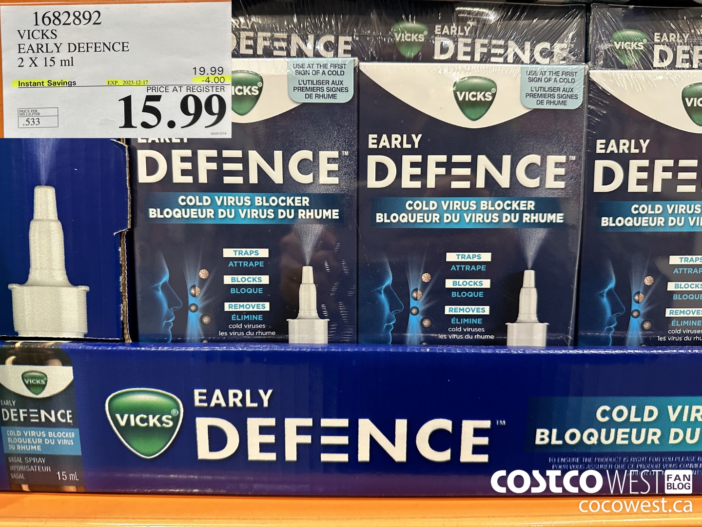 1682892 VICKS EARLY DEFENCE 2 X 15 ML ($4.00 INSTANT SAVINGS EXPIRES ON 2023-12-17) $15.99