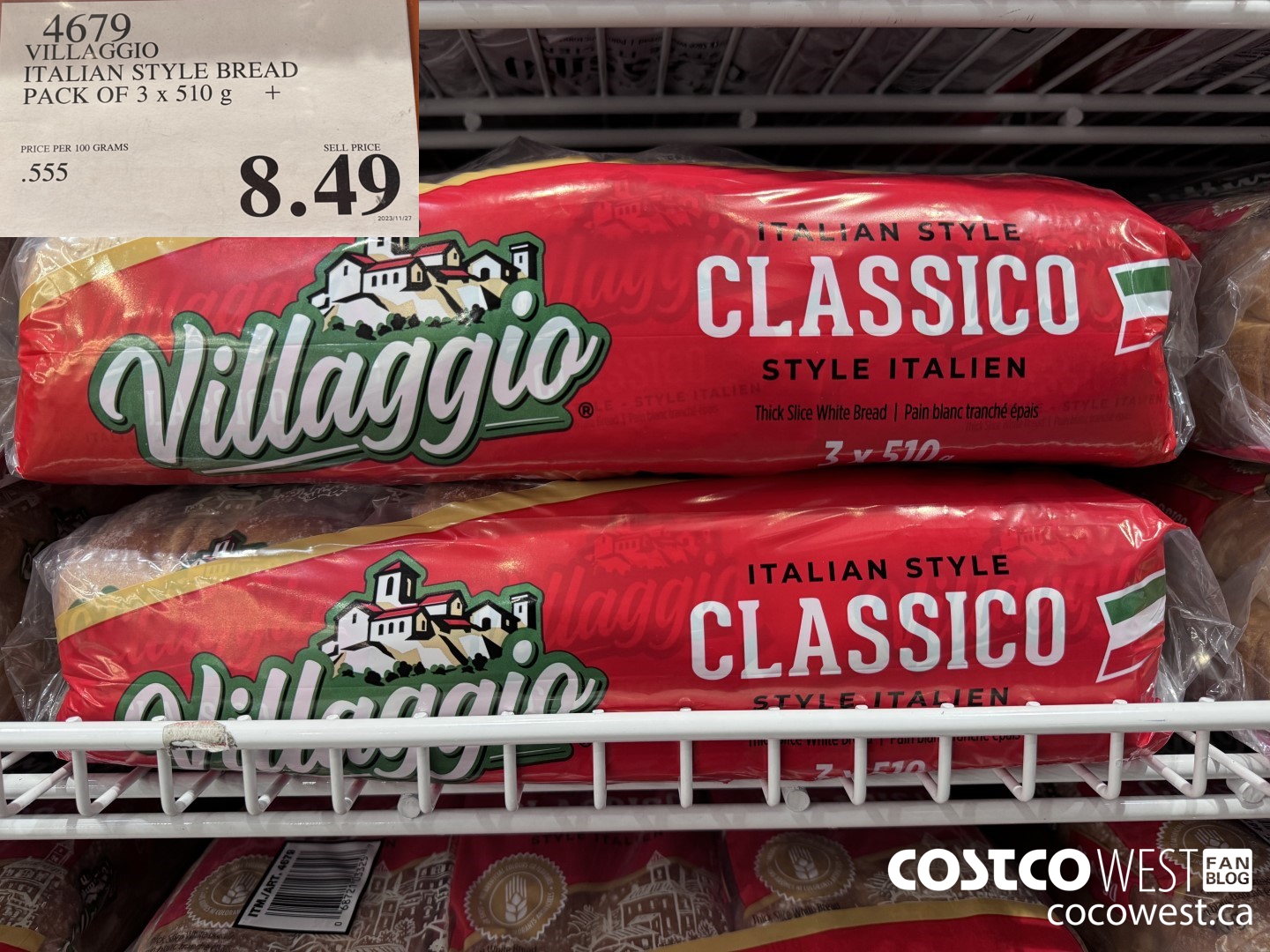 4679 VILLAGGIO ITALIAN STYLE BREAD PACK OF 3 X 510 G $8.49