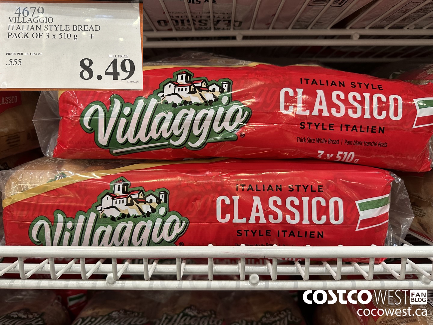 4679 VILLAGGIO ITALIAN STYLE BREAD PACK OF 3 X 510 G $8.49