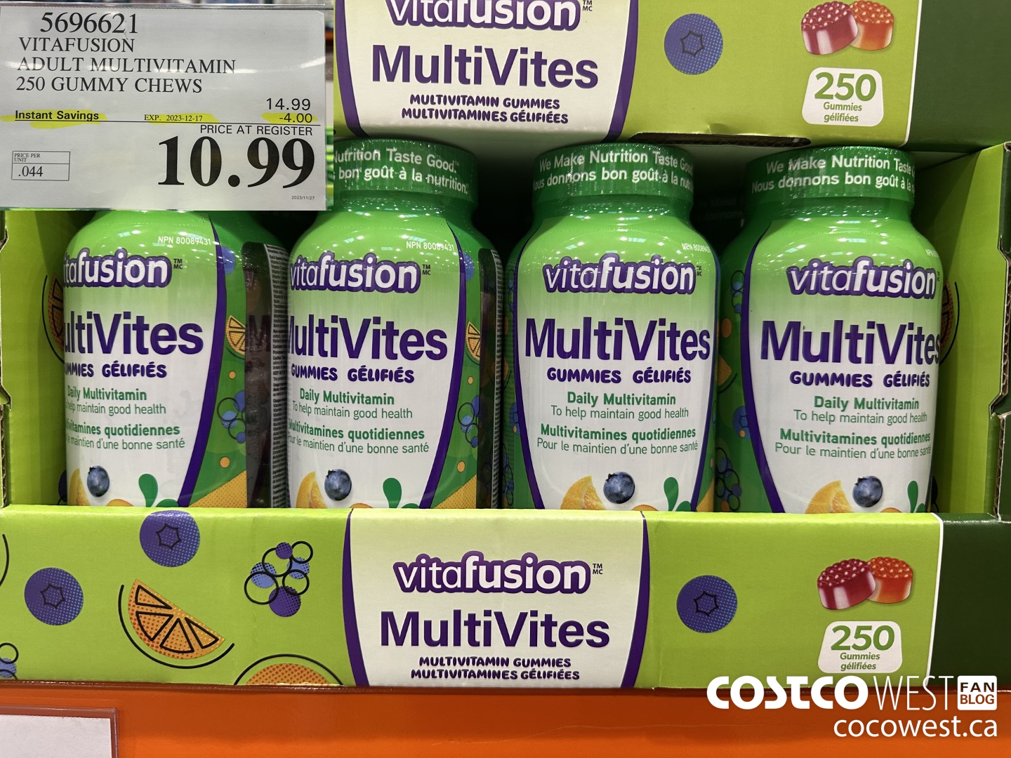 5696621 VITAFUSION ADULT MULTIVITAMIN 250 GUMMY CHEWS ($4.00 INSTANT SAVINGS EXPIRES ON 2023-12-17) $10.99