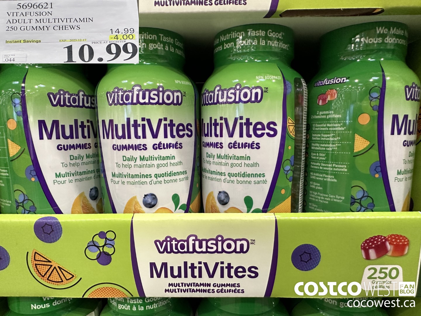 5696621 VITAFUSION ADULT MULTIVITAMIN 250 GUMMY CHEWS ($4.00 INSTANT SAVINGS EXPIRES ON 2023-12-17) $10.99