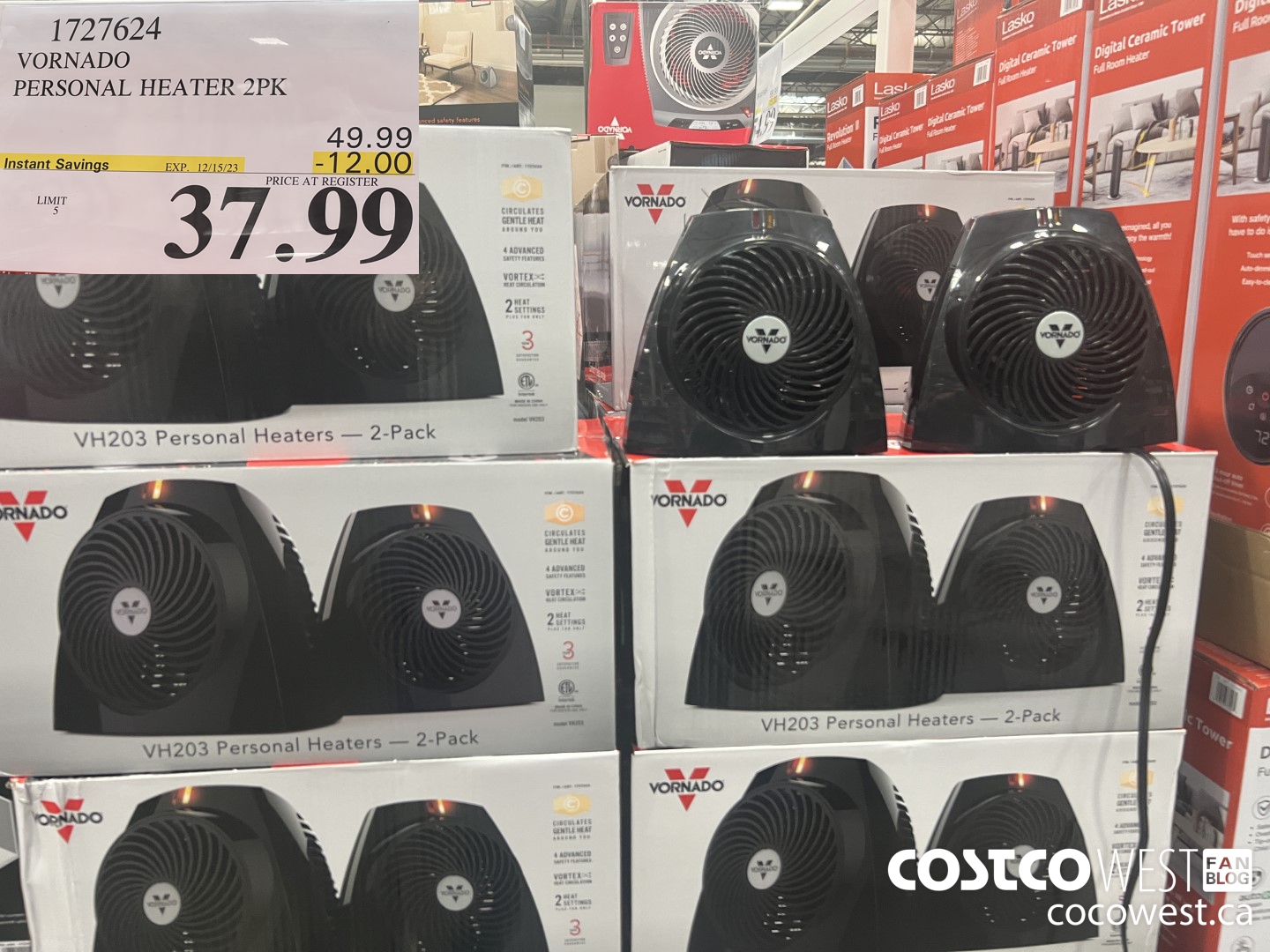 1727624 VORNADO PERSONAL HEATER 2PK ($12.00 INSTANT SAVINGS EXPIRES ON 2023-12-15) $37.99