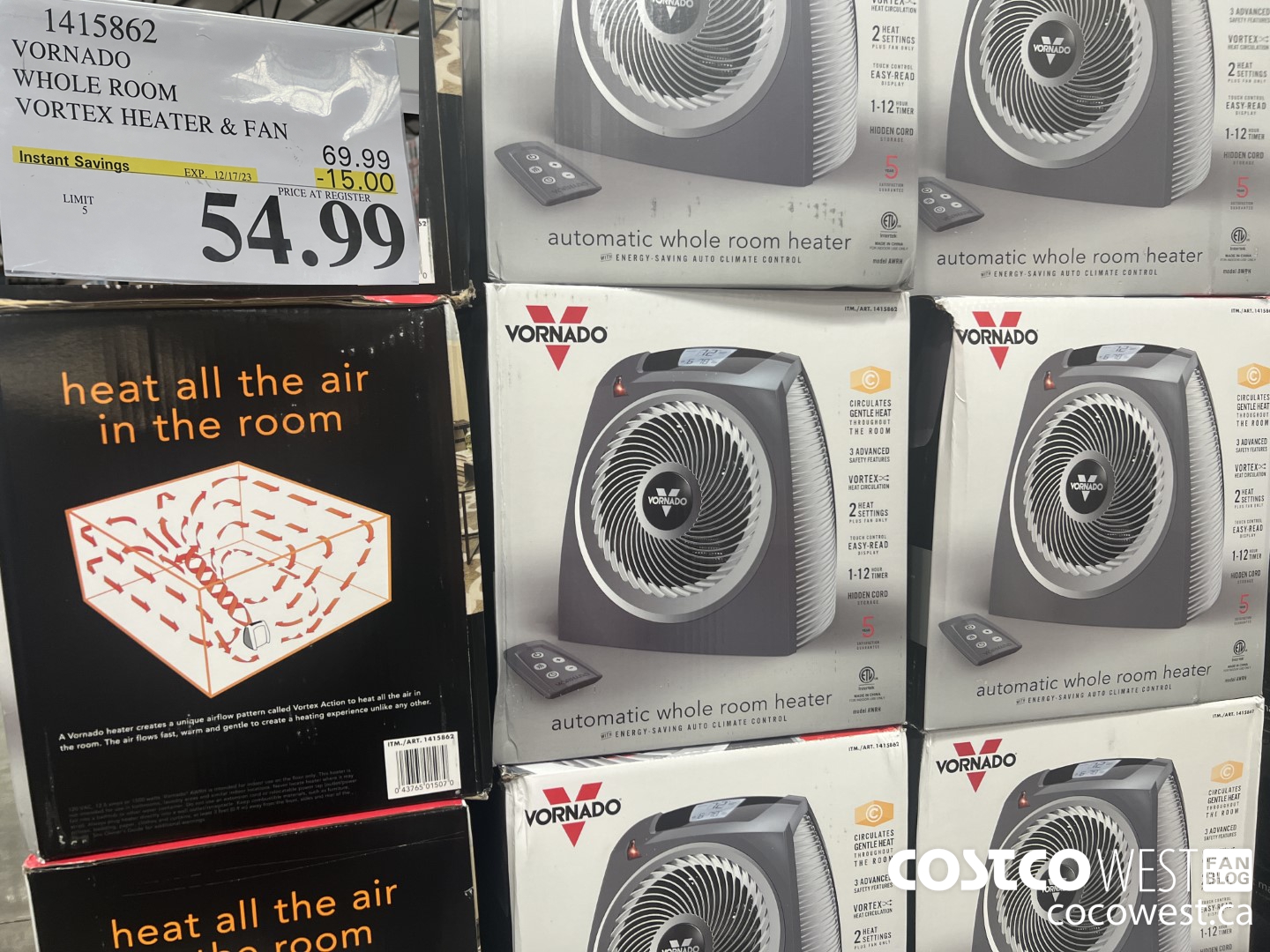 1415862 VORNADO WHOLE ROOM VORTEX HEATER & FAN ($15.00 INSTANT SAVINGS EXPIRES ON 2023-12-17) $54.99