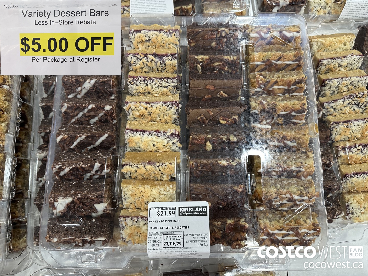 1363855 Variety Dessert Bars 1.850KG ($5.00 INSTANT SAVINGS)