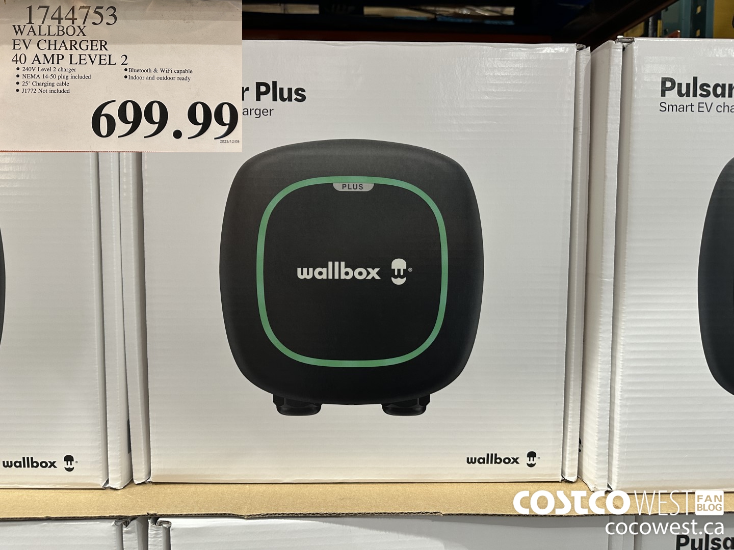 1744753 WALLBOX EV CHARGER 40 AMP LEVEL 2 $699.99