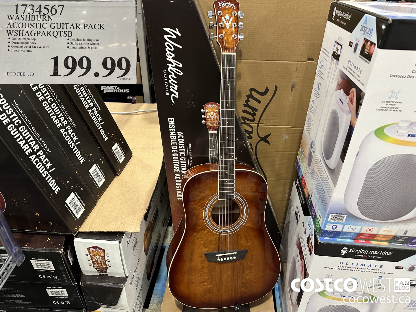 1734567 WASHBURN ACOUSTIC GUITAR PACK WSHAGPAKQTSB $199.99