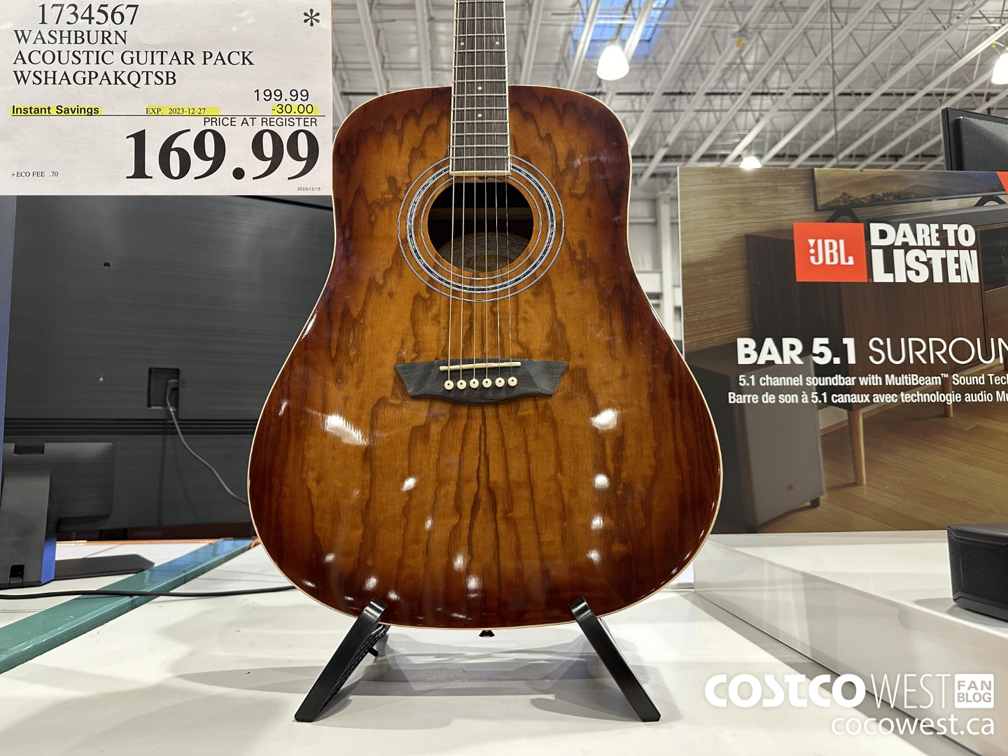 1734567 WASHBURN ACOUSTIC GUITAR PACK WSHAGPAKQTSB ($30.00 INSTANT SAVINGS EXPIRES ON 2023-12-27) $169.99