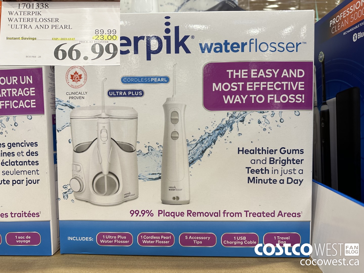 1701338 WATERPIK WATERFLOSSER ULTRA AND PEARL ($23.00 INSTANT SAVINGS EXPIRES ON 2023-12-17) $66.99