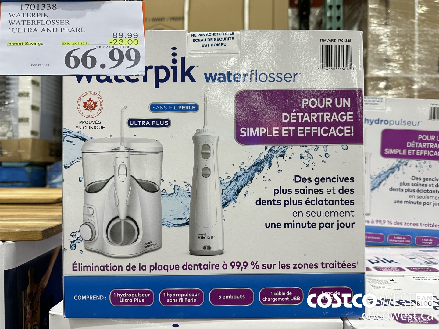 1701338 WATERPIK WATERFLOSSER ULTRA AND PEARL ($23.00 INSTANT SAVINGS EXPIRES ON 2023-12-31) $66.99