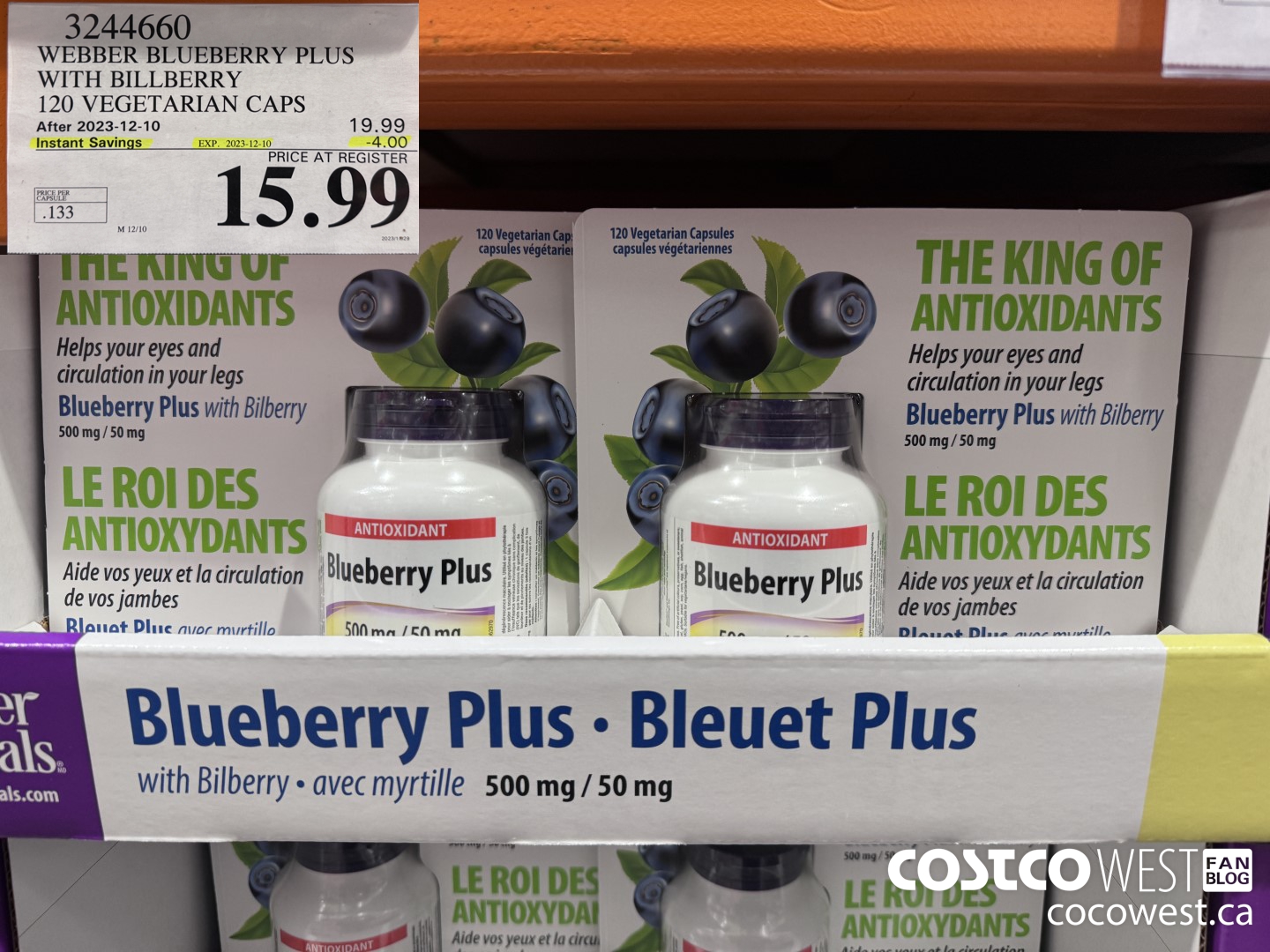 3244660 WEBBER BLUEBERRY PLUS WITH BILLBERRY 120 VEGETARIAN CAPS ($4.00 INSTANT SAVINGS EXPIRES ON 2023-12-10) $15.99