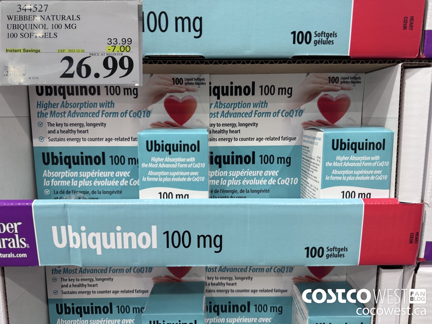 344527 WEBBER NATURALS UBIQUINOL 100 MG 100 SOFTGELS ($7.00 INSTANT SAVINGS EXPIRES ON 2023-12-10) $26.99