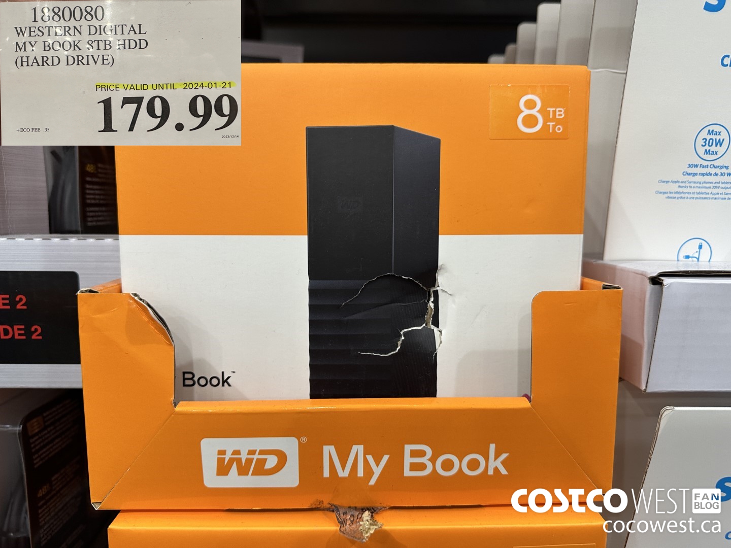 1880080 WESTERN DIGITAL MY BOOK 8TB HARD DRIVE (EXPIRES ON 2024-01-21) $179.99