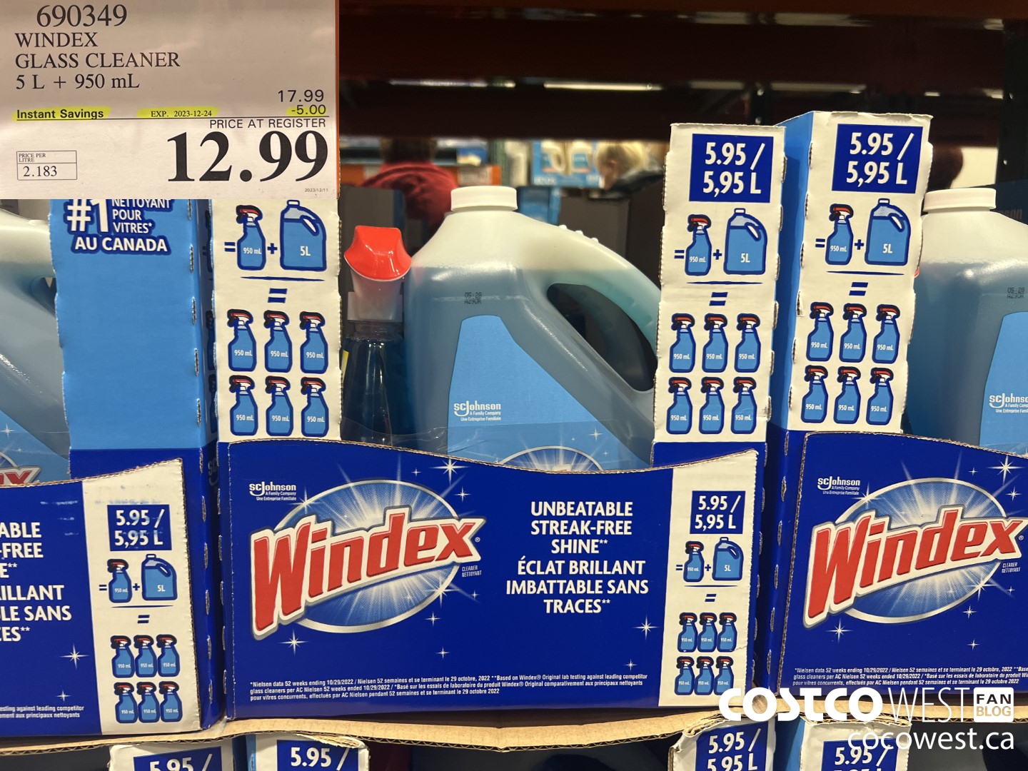 690349 WINDEX GLASS CLEANER 5L + 950ML ($5.00 INSTANT SAVINGS EXPIRES ON 2023-12-24) $12.99