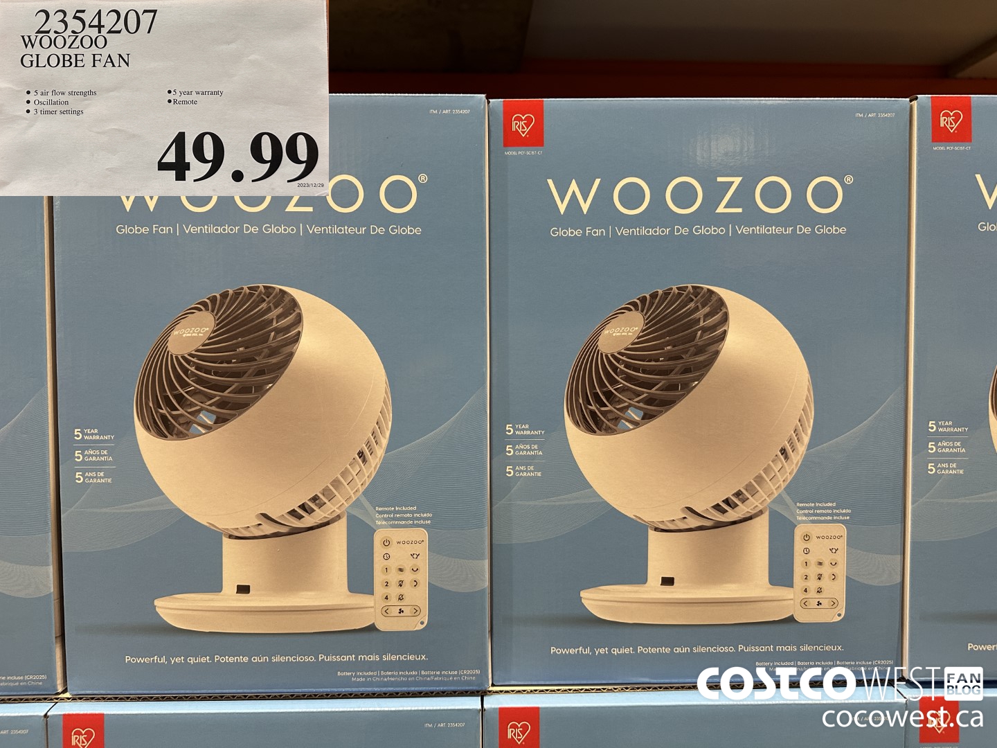 2354207 WOOZOO GLOBE FAN $49.99