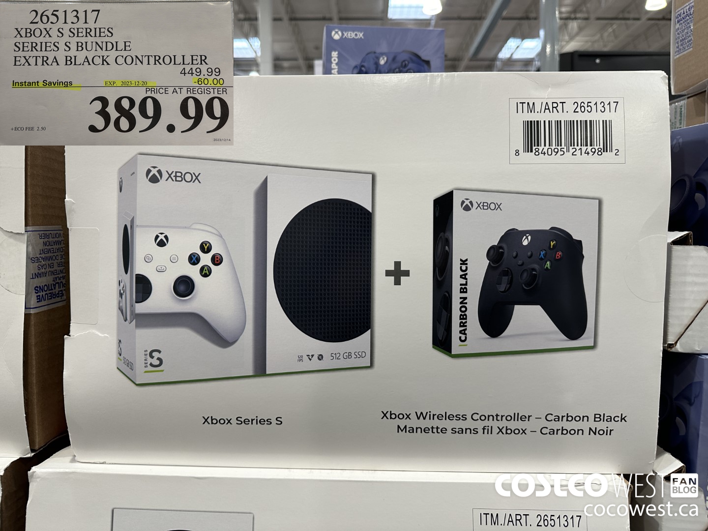 2651317 XBOX S SERIES SERIES S BUNDLE EXTRA BLACK CONTROLLER ($60.00 INSTANT SAVINGS EXPIRES ON 2023-12-20) $389.99