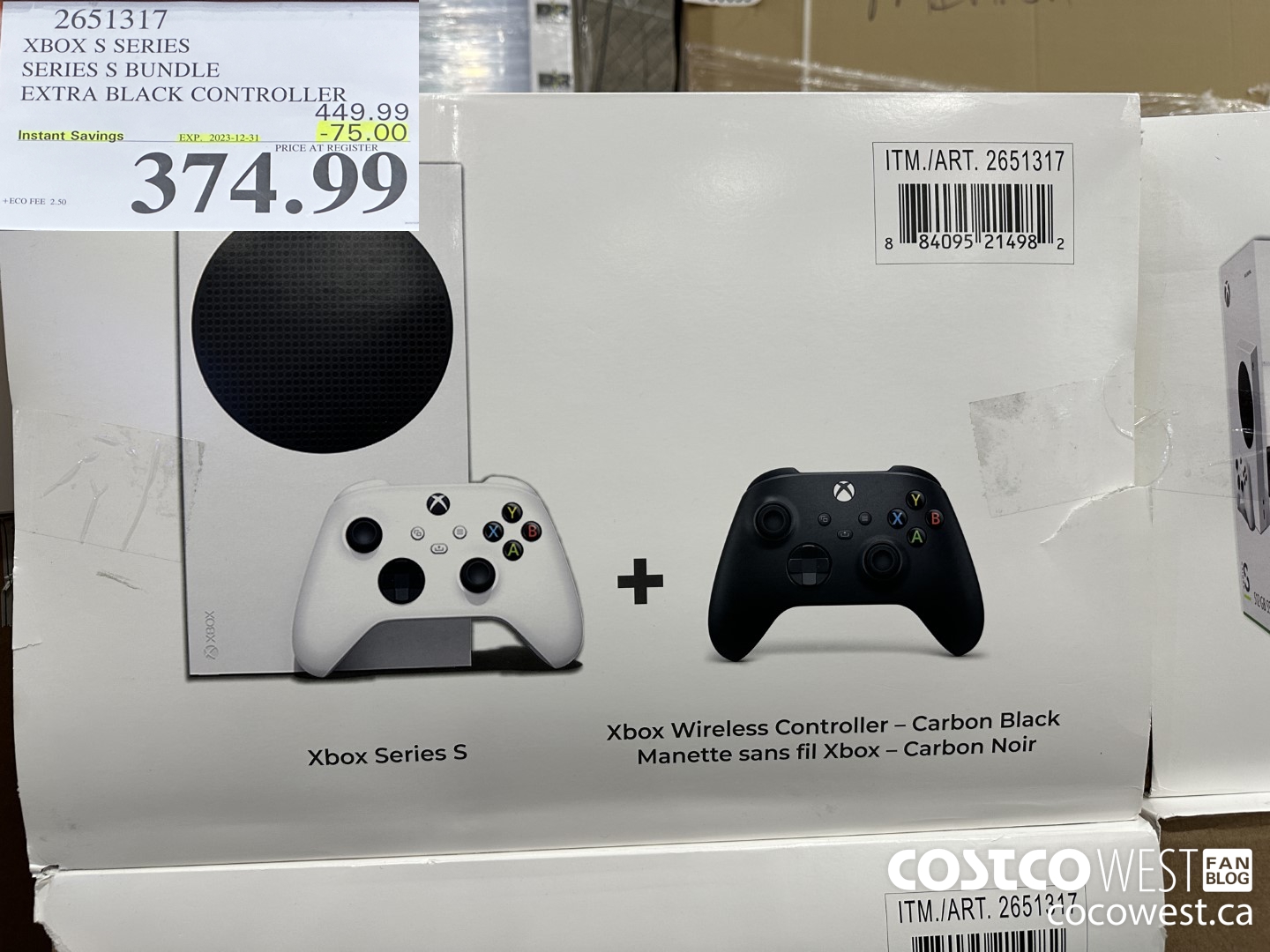 2651317 XBOX S SERIES SERIES S BUNDLE EXTRA BLACK CONTROLLER ($75.00 INSTANT SAVINGS EXPIRES ON 2023-12-31) $374.99