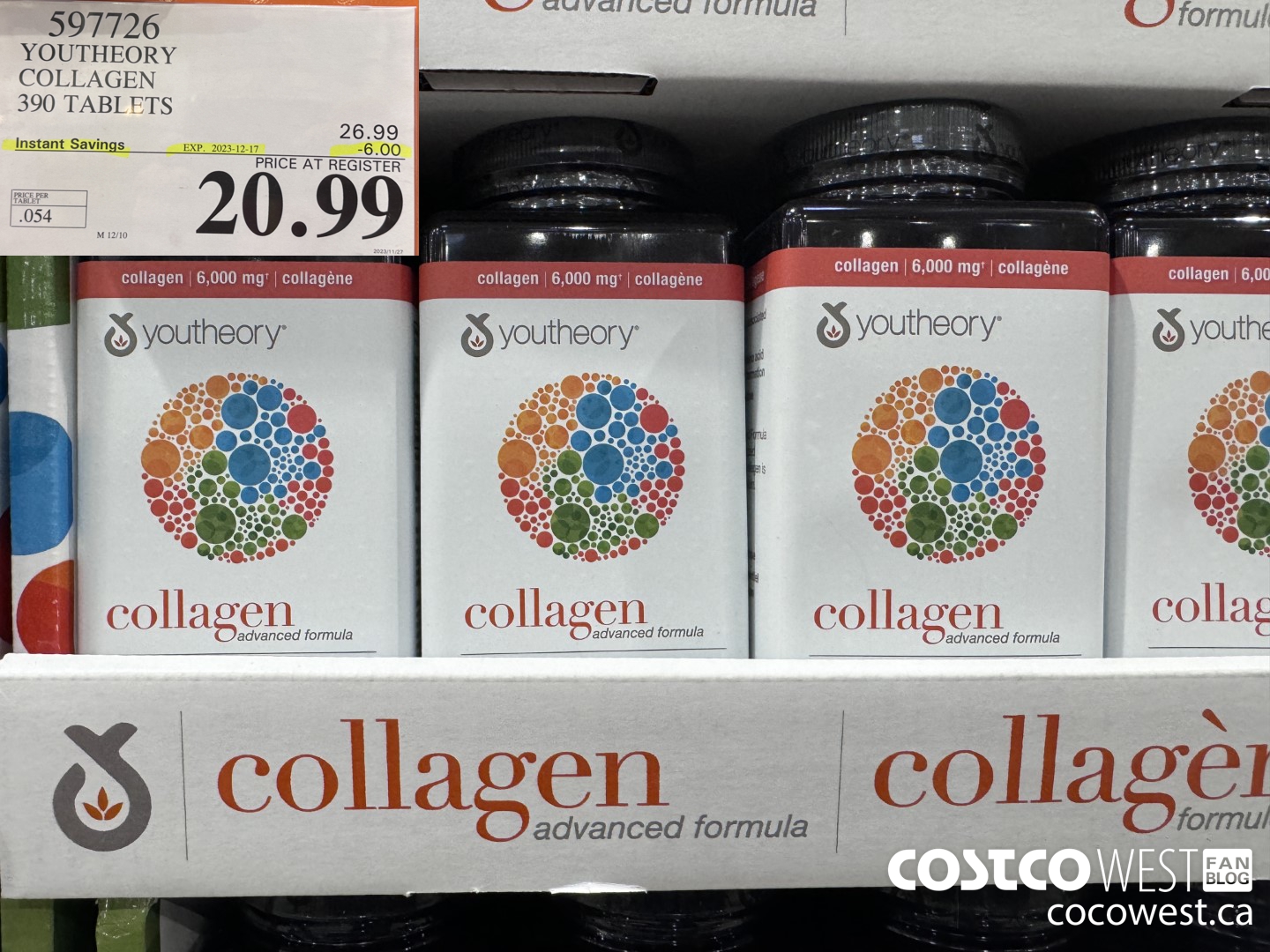 597726 YOUTHEORY COLLAGEN 390 TABLETS ($6.00 INSTANT SAVINGS EXPIRES ON 2023-12-17) $20.99