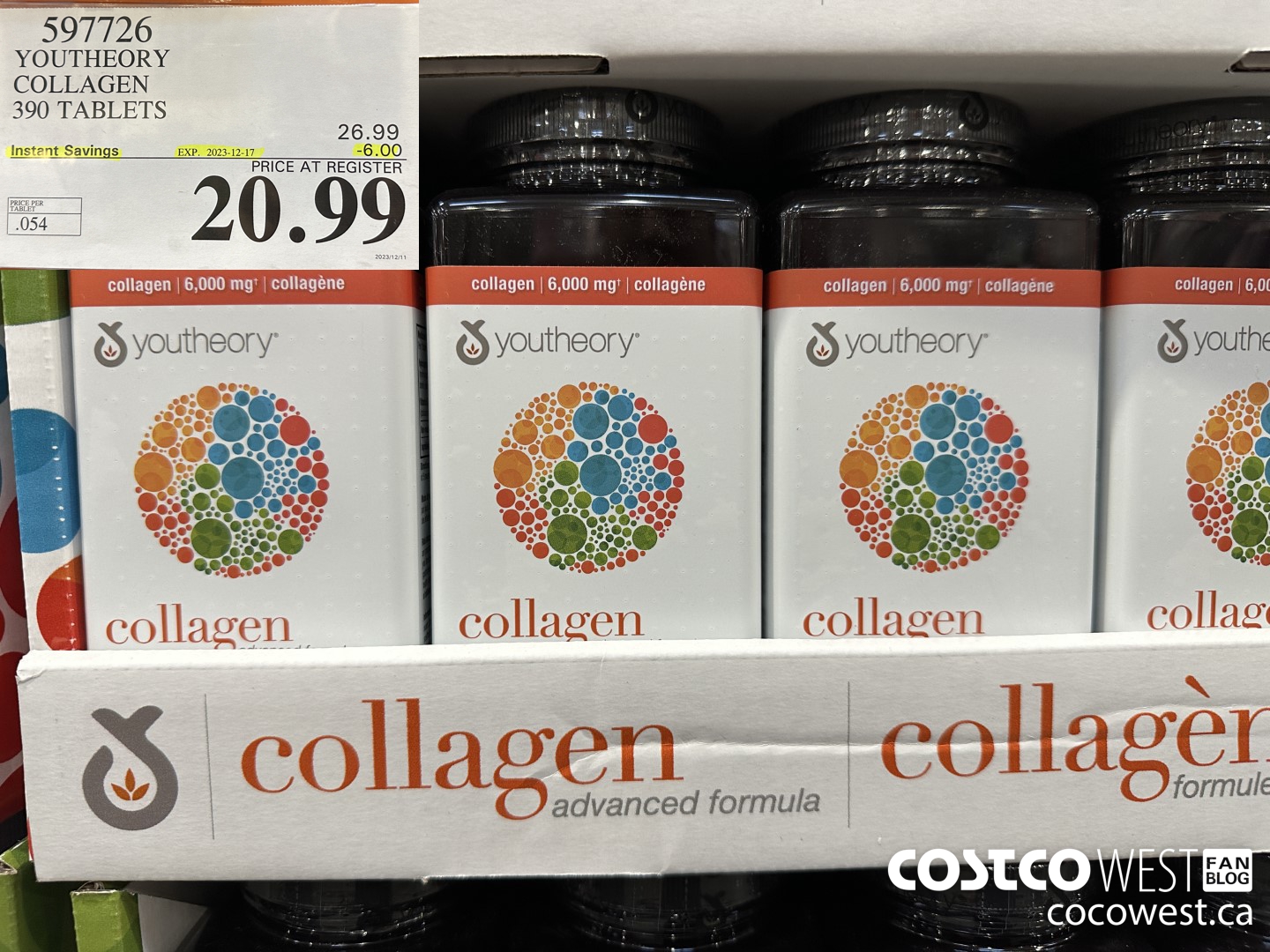 597726 YOUTHEORY COLLAGEN 390 TABLETS ($6.00 INSTANT SAVINGS EXPIRES ON 2023-12-17) $20.99