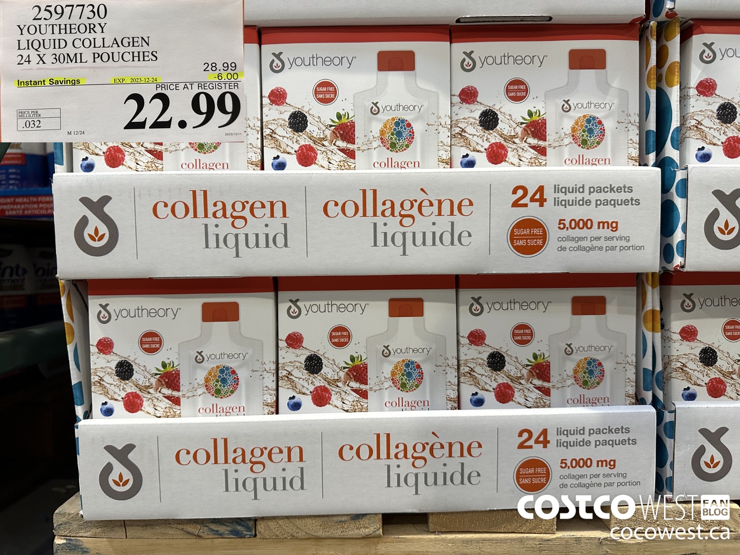 2597730 YOUTHEORY LIQUID COLLAGEN 24 X 30ML POUCHES ($6.00 INSTANT SAVINGS EXPIRES ON 2023-12-24) $22.99