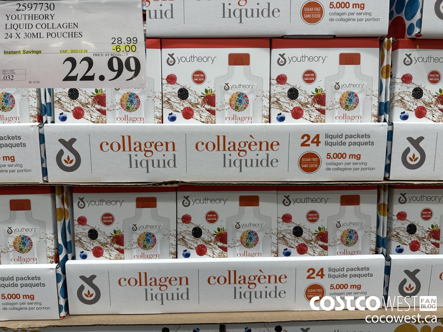 2597730 YOUTHEORY LIQUID COLLAGEN 24 X 30ML POUCHES ($6.00 INSTANT SAVINGS EXPIRES ON 2023-12-24) $22.99