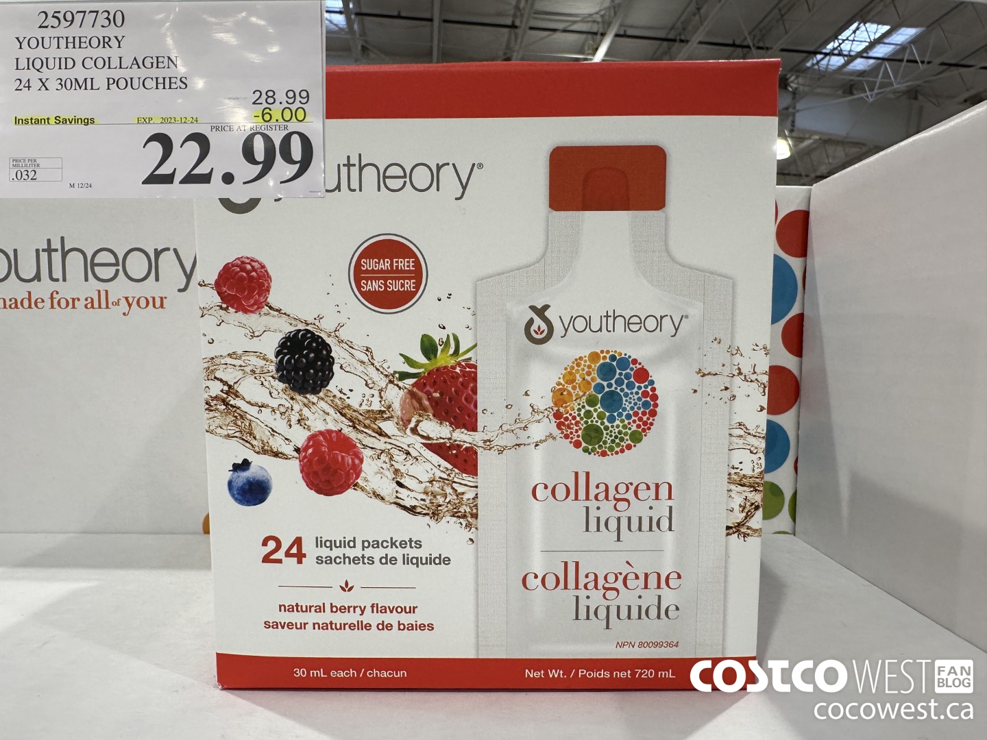 2597730 YOUTHEORY LIQUID COLLAGEN 24 X 30ML POUCHES ($6.00 INSTANT SAVINGS EXPIRES ON 2023-12-24) $22.99