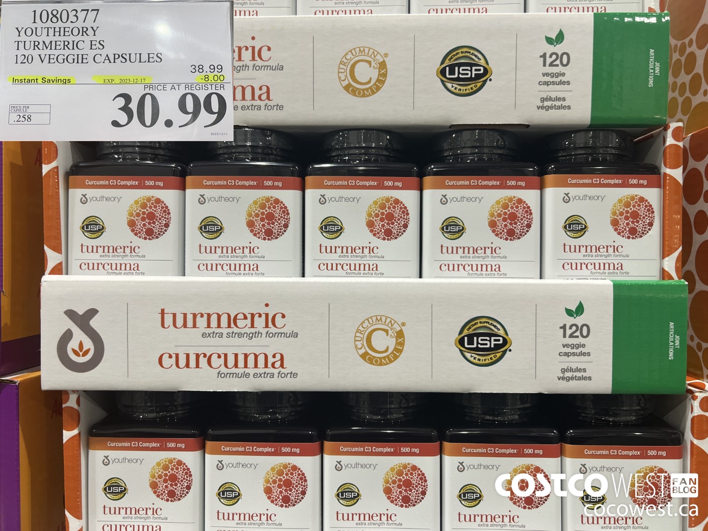 1080377 YOUTHEORY TURMERIC ES 120 VEGGIE CAPSULES ($8.00 INSTANT SAVINGS EXPIRES ON 2023-12-17) $30.99