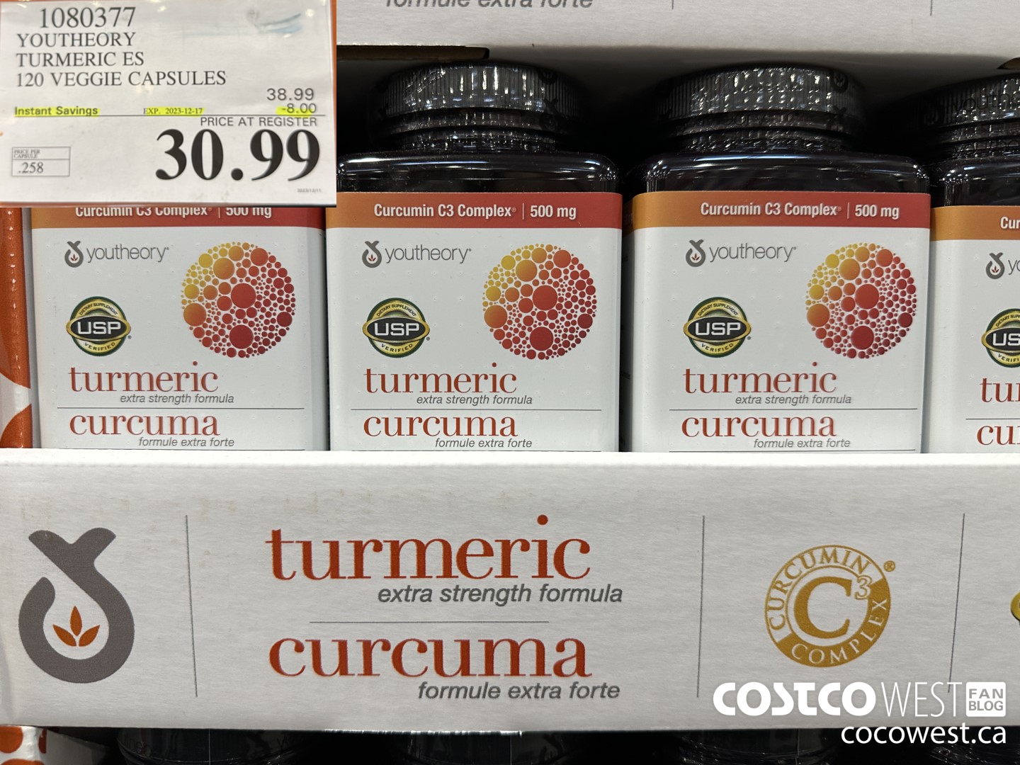 1080377 YOUTHEORY TURMERIC ES 120 VEGGIE CAPSULES ($8.00 INSTANT SAVINGS EXPIRES ON 2023-12-17) $30.99