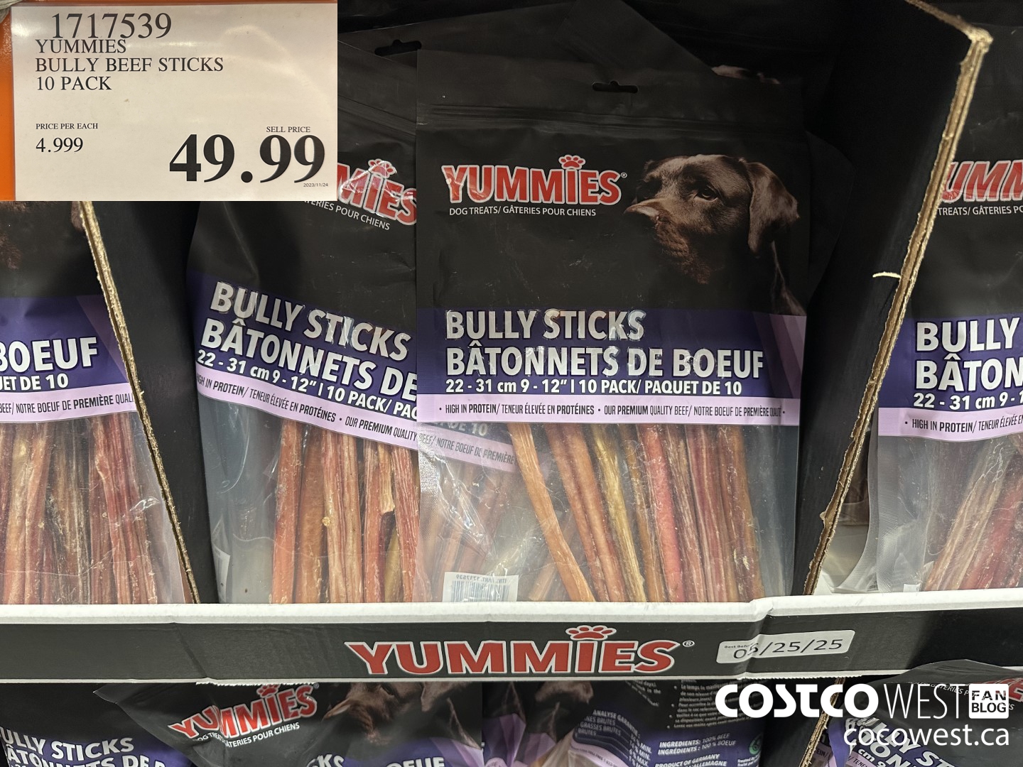 1717539 YUMMIES BULLY BEEF STICKS 10 PACK $49.99