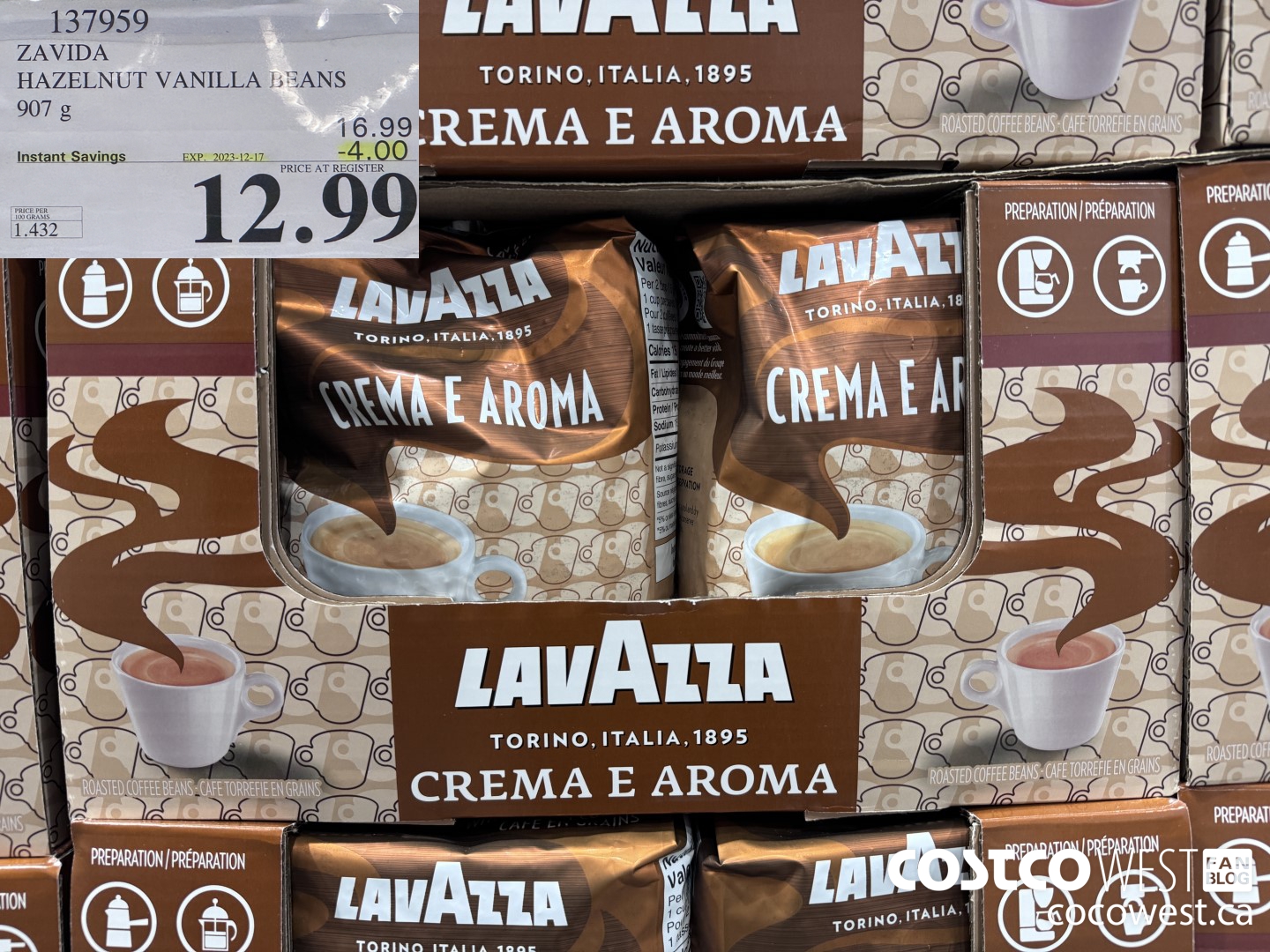 137959 ZAVIDA HAZELNUT VANILLA BEANS 907 g ($4.00 INSTANT SAVINGS EXPIRES ON 2023-12-17) $12.99