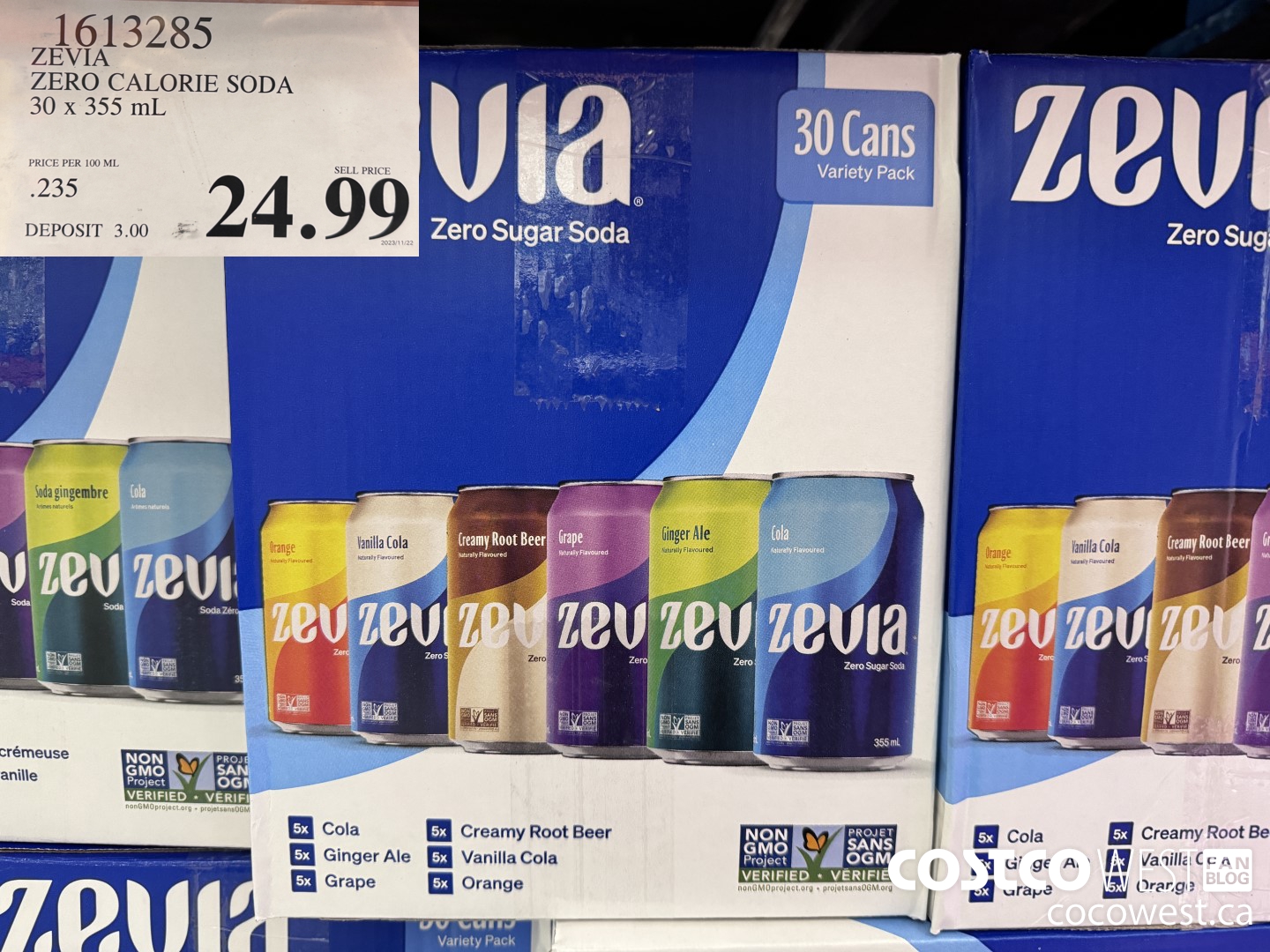 1613285 ZEVIA ZERO CALORIE SODA 30 X 355ML $24.99